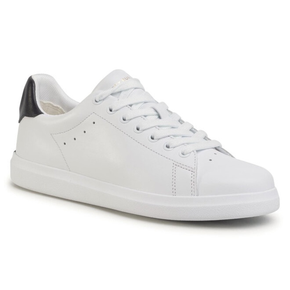 tory burch women’s howell court sneakers in black and white, size 8